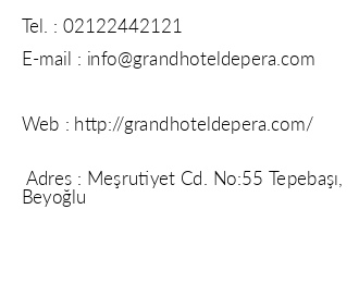 Grand De Pera Hotel iletiim bilgileri